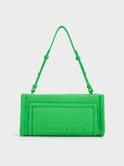 Charles & Keith Loey Textured Shoulder Bag In Green