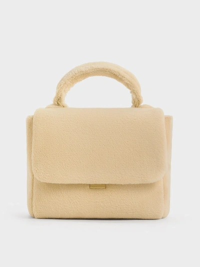 Charles & Keith Loey Textured Top Handle Bag In Neutral