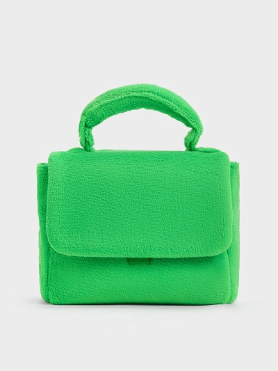 Charles & Keith Loey Textured Top Handle Bag In Green