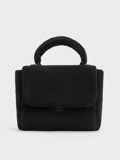 Charles & Keith Loey Textured Top Handle Bag In Black