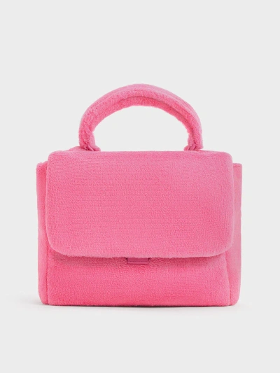 Charles & Keith Loey Textured Top Handle Bag In Pink