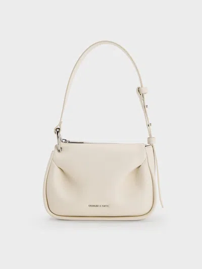 Charles & Keith Lumen Padded Crossbody Bag In White