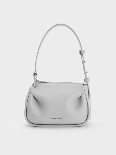 Charles & Keith Lumen Padded Crossbody Bag In Gray