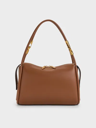 Charles & Keith - Lyla Tubular Slouchy Shoulder Bag In Brown