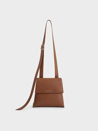 Charles & Keith Marceline Trapeze Crossbody Bag In Brown