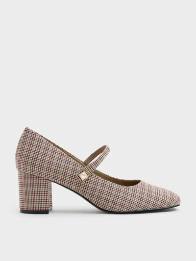Charles & Keith - Marie Checkered Pearl Mary Jane Pumps In Multi