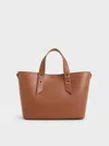 Charles & Keith Metallic-accent Double Handle Bag In Chocolate
