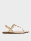CHARLES & KEITH CHARLES & KEITH - METALLIC-ACCENT THONG SANDALS