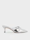 CHARLES & KEITH CHARLES & KEITH - METALLIC GROSGRAIN-STRAP POINTED-TOE MULES