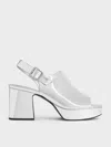 Charles & Keith Metallic Peep-toe Platform Sandals In Silver