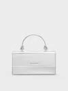 Charles & Keith Metallic Sculptural-handle Long Wallet In Silver
