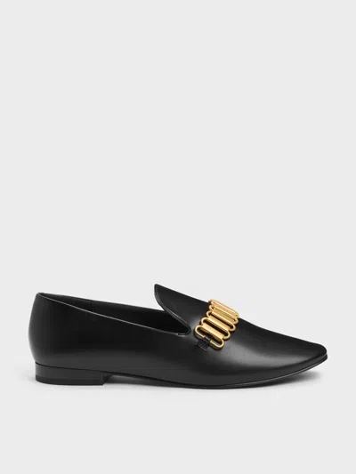 Charles & Keith - Metallic-accent Loafers In Black