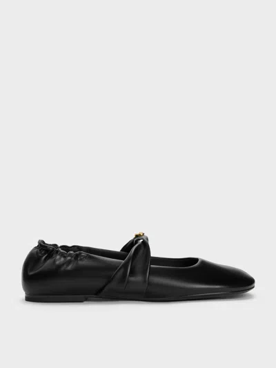 Charles & Keith - Metallic-accent Twist-strap Mary Jane Flats In Black