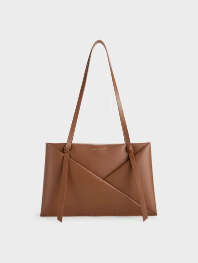 Charles & Keith - Midori Geometric Tote Bag In Brown
