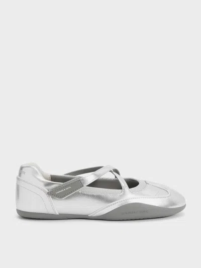 Charles & Keith - Mika Crossover Mary Jane Sneakers In Silver