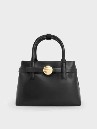 Charles & Keith - Mini Behn Belted Tote Bag In Black
