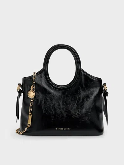 Charles & Keith - Mini Dalia Bow Oval-handle Tote Bag In Black
