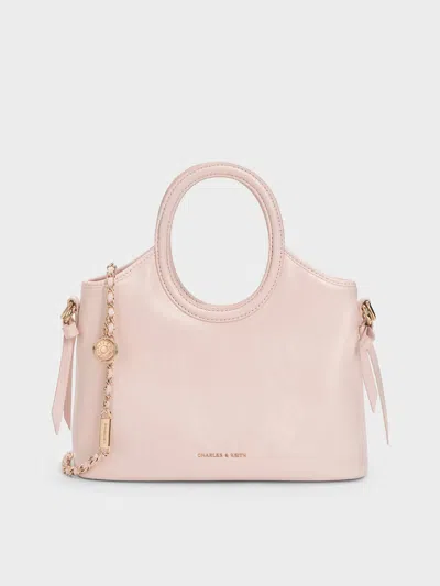 Charles & Keith - Mini Dalia Bow Oval-handle Tote Bag In Soft Pink