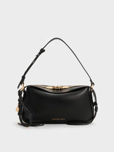 Charles & Keith - Mini Haylen Braided-charm Shoulder Bag In Black