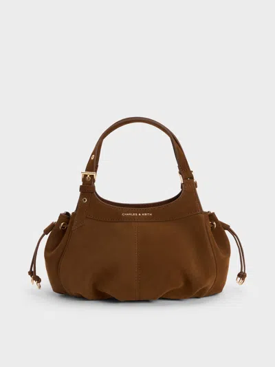 Charles & Keith - Mini Lillith Drawstring Bucket Bag In Pecan Brown