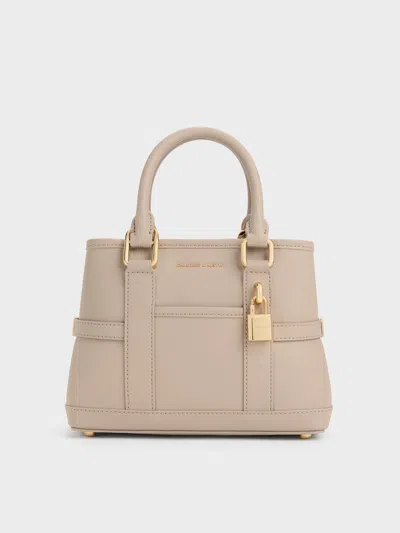 Charles & Keith - Mini Scottie Tote Bag In Taupe