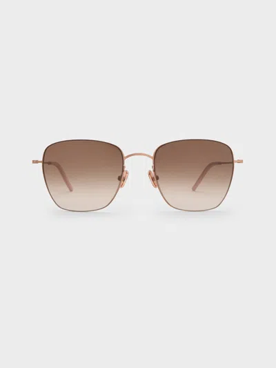 Charles & Keith - Miranda Square Sunglasses In Gold
