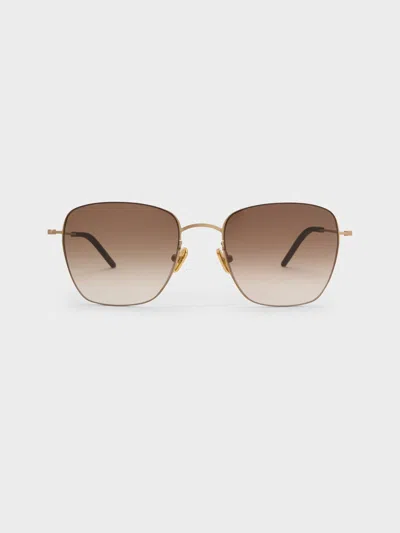 Charles & Keith - Miranda Square Sunglasses In Gold