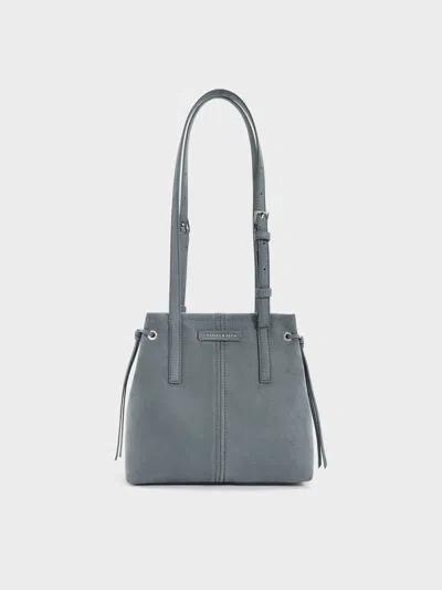 Charles & Keith - Noane Elongated-handle Tote Bag In Smoky Blue