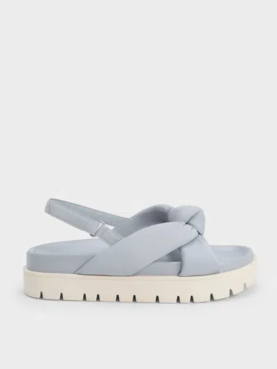 Charles & Keith Nylon Knotted Flatform Sandals In Light Blue