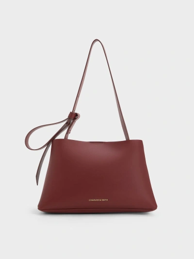 Charles & Keith Odella Trapeze Bucket Bag In Burgundy