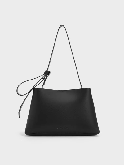 Charles & Keith Odella Trapeze Bucket Bag In Black