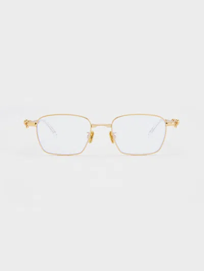Charles & Keith - Paige Clear Rectangular Sunglasses In Brush Gold