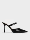 CHARLES & KEITH CHARLES & KEITH - PATENT CRYSTAL-ACCENT STILETTO-HEEL MULES