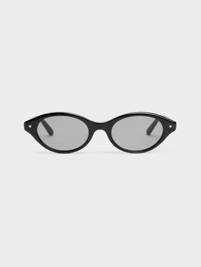 Charles & Keith - Pecola Oval Sunglasses In Black
