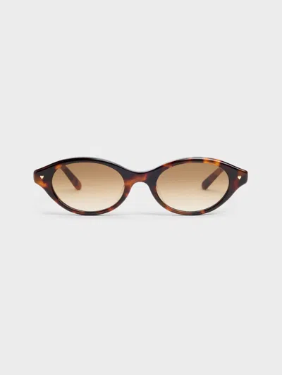 Charles & Keith - Pecola Oval Sunglasses In T. Shell