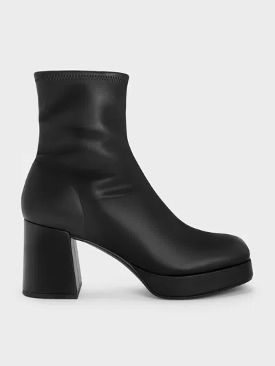Charles & Keith - Platform Ankle Boots In Black