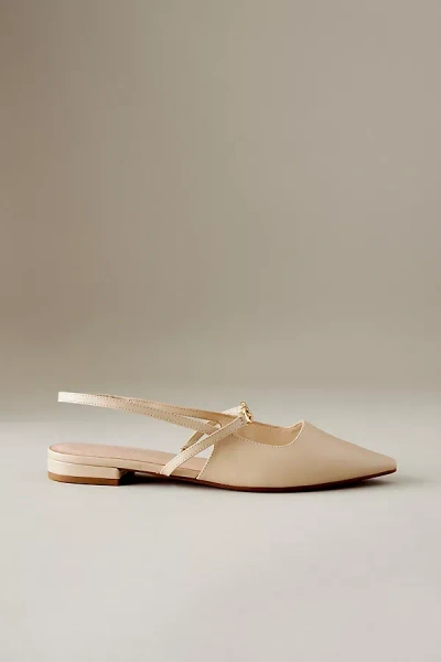 Charles & Keith Metallic-accent Pointed-toe Slingback Flats In Taupe