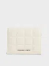 Charles & Keith Quilted Mini Wallet In Cream