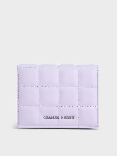 Charles & Keith Quilted Mini Wallet In Purple