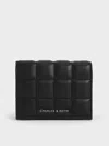 Charles & Keith Quilted Mini Wallet In Noir