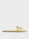 Charles & Keith Raffia Ring Slide Sandals In Lime