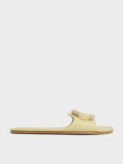 Charles & Keith Raffia Ring Slide Sandals In Lime