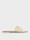 Charles & Keith Raffia Woven Slide Sandals In Chalk