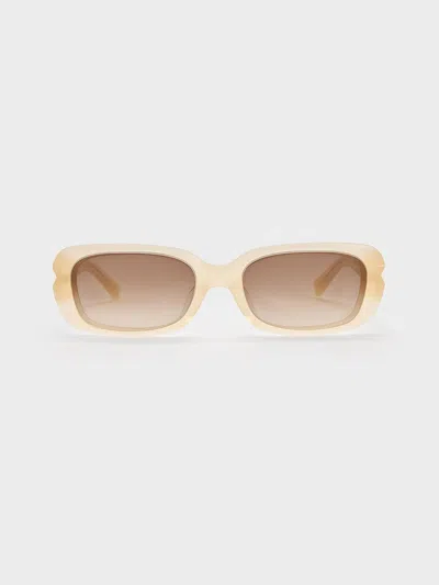 Charles & Keith Recycled Acetate Angular Sunglasses In Butter