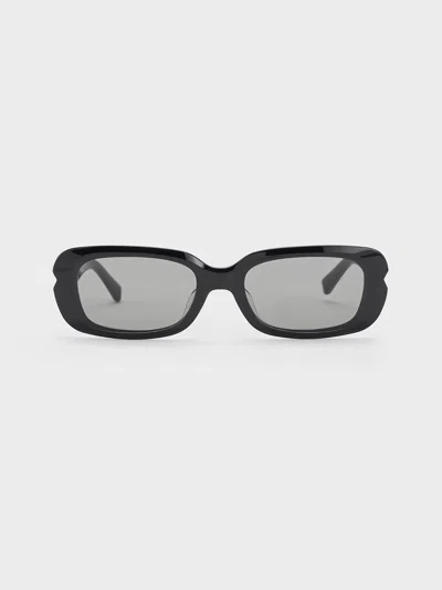 Charles & Keith Recycled Acetate Angular Sunglasses In Noir