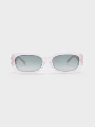 Charles & Keith Recycled Acetate Angular Sunglasses In Transparent
