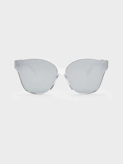 Charles & Keith Recycled Acetate Classic Butterfly Sunglasses In Transparent
