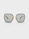 CHARLES & KEITH RECYCLED ACETATE THIN-RIM WIDE-SQUARE SUNGLASSES