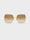 CHARLES & KEITH RECYCLED ACETATE THIN-RIM WIDE-SQUARE SUNGLASSES