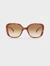 Charles & Keith Recycled Acetate Tortoiseshell-frame Butterfly Sunglasses In T. Shell